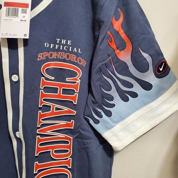 Nike Sportswear Americana Top Mens Sz Large Button Up Jersey Blue DV9642-437 NWT - Picture 4 of 10